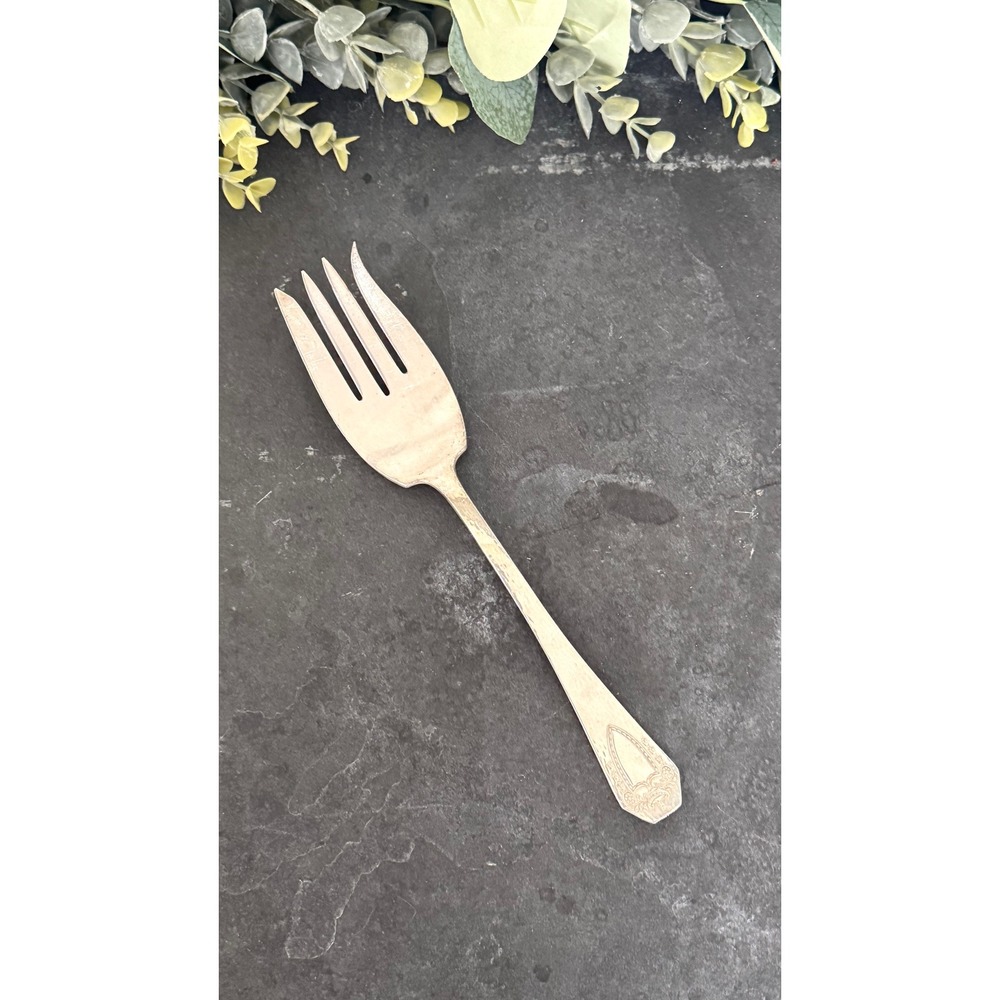 Heraldic Hammered meat fork 1847 Rogers Bros silverplate triple plate vintage